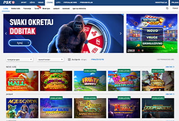 Pregled početne stranice PSK casina