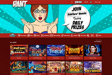 Pregled početne stranice Rant casina