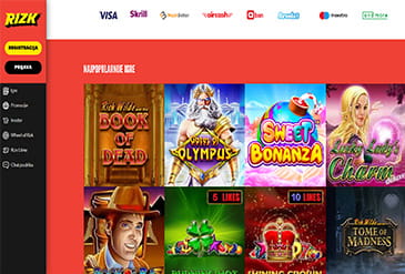 Pregled početne stranice Rizk casina
